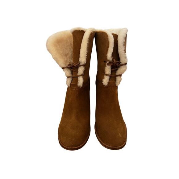 UGG Jerene Suede High Heel Boot in Chestnut Color | 10 - Picture 4 of 8